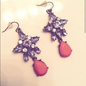 Clear & Pink/Orange cluster earrings